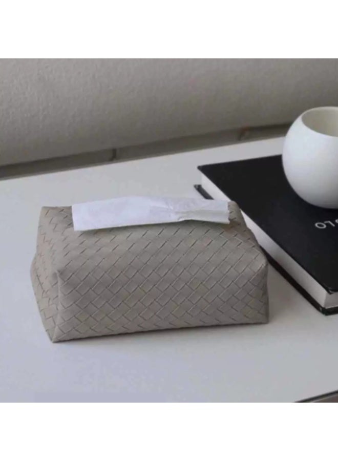 ووفيكسر قطعتان من غطاء علبة مناديل ورقية جلدية عصرية، حامل مناديل مستطيل مزخرف للمناديل الورقية ومناديل التجفيف والمناديل العادية، مناسب للحمام والمطبخ وغرفة النوم والمكتب. - Image 3